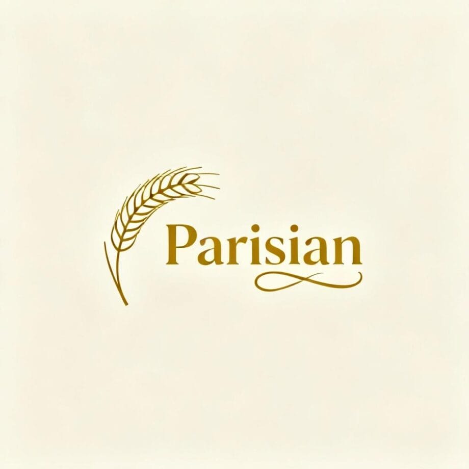Logo with a wheat stalk graphic and the word Parisian in brown serif font on a light background.