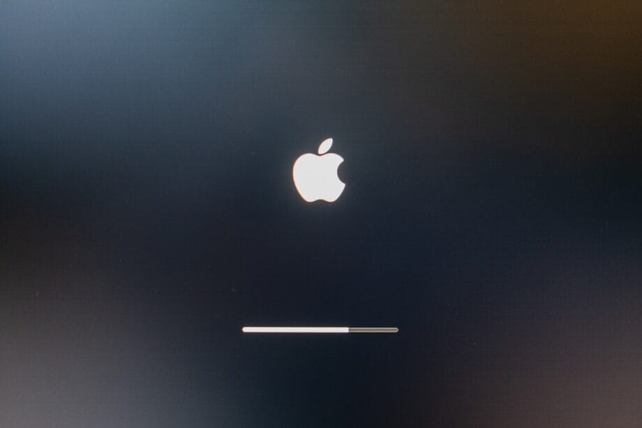 an apple logo is shown on a black background