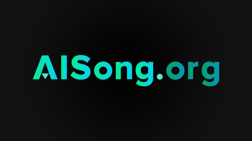 Text AISong.org in bold turquoise letters on a black background.