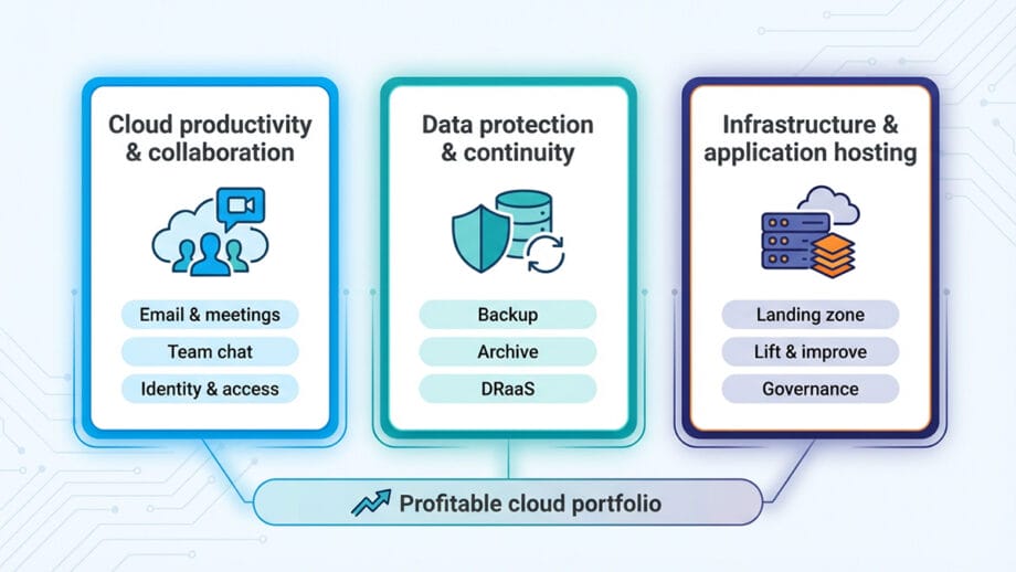 A focused cloud portfolio built around three clear lanes helps VARs and MSPs scale services without unnecessary complexity.