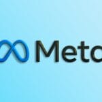 The Meta logo with a blue infinity symbol and the word Meta in black text on a light blue background.