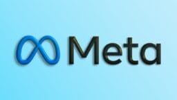 The Meta logo with a blue infinity symbol and the word Meta in black text on a light blue background.