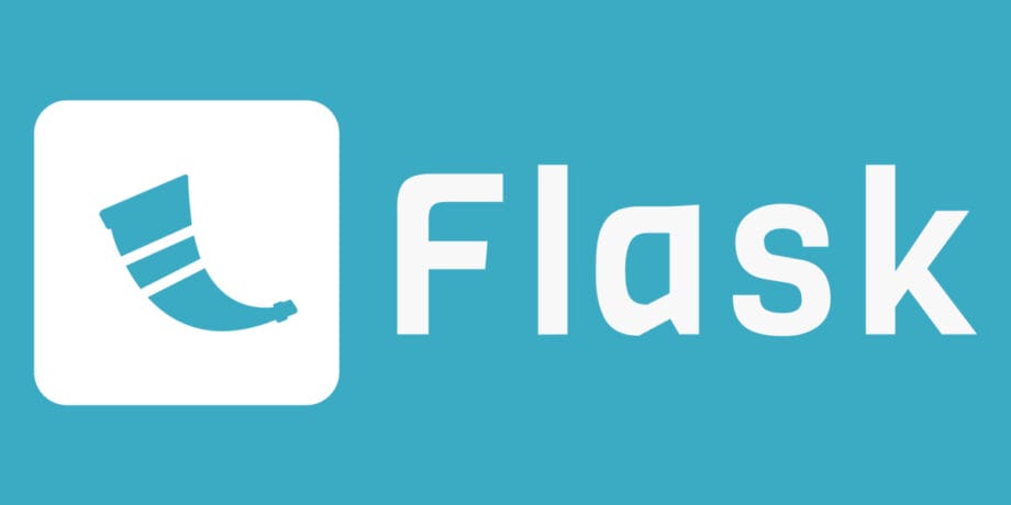 Flask logo featuring a white stylized horn next to the word Flask on a blue background.