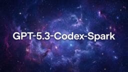 Text GPT-5.3-Codex-Spark displayed over a colorful galaxy and nebula background with stars.