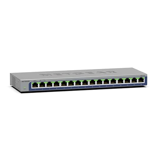 NETGEAR 16-Port Gigabit Ethernet Unmanaged Switch (GS316) - Desktop or Wall Mount, and Limited Lifetime Protection