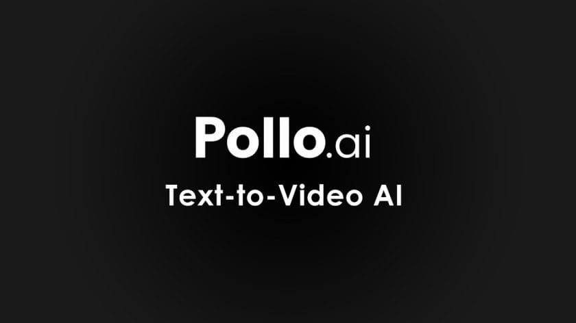 White text on a black background reads Pollo.ai Text-to-Video AI in bold and regular font styles.