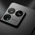 Close-up of the rear camera module on a Sony smartphone, featuring multiple lenses and ZEISS branding on a matte black surface.
