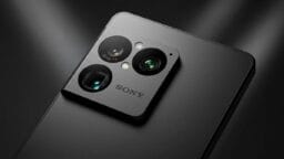 Close-up of the rear camera module on a Sony smartphone, featuring multiple lenses and ZEISS branding on a matte black surface.